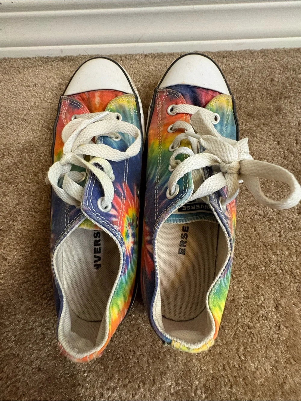 Converse Kids Rainbow Tie-Dye Canvas Sneakers with White Toe Caps
